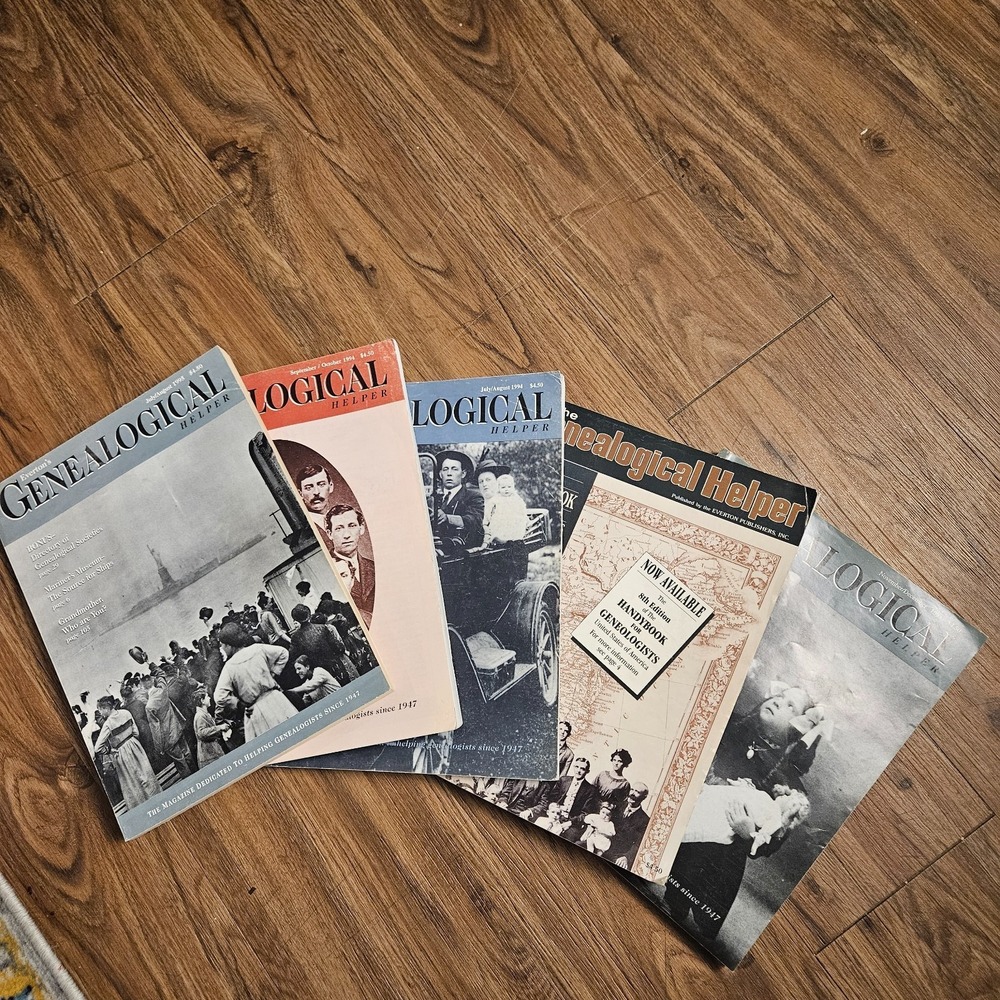 Lot of 5 Vintage Genealogical Helper‎ Magazines 1991-1995 Everton Publishers